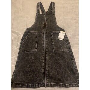 H&M Overall Dress black Denim Jean Jumper Stretch size is youth 14